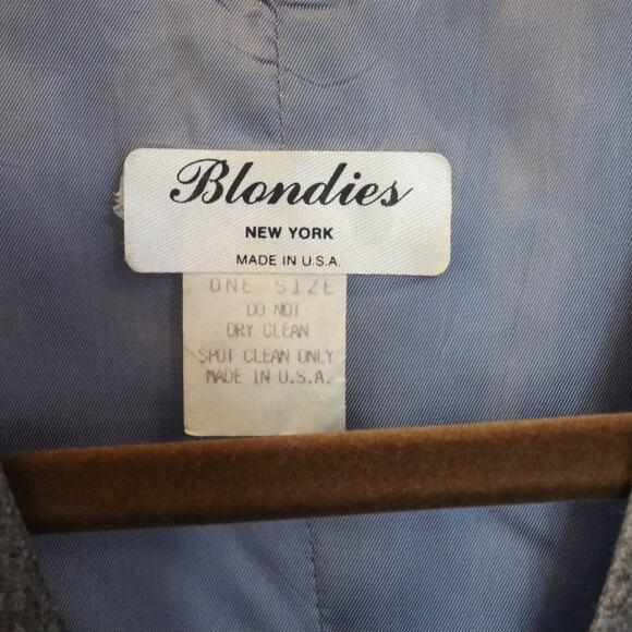 Vintage Blondies NY Gray Wool Vest w/ Faux Pearls OS Made in USA Lined - Picture 6 of 6